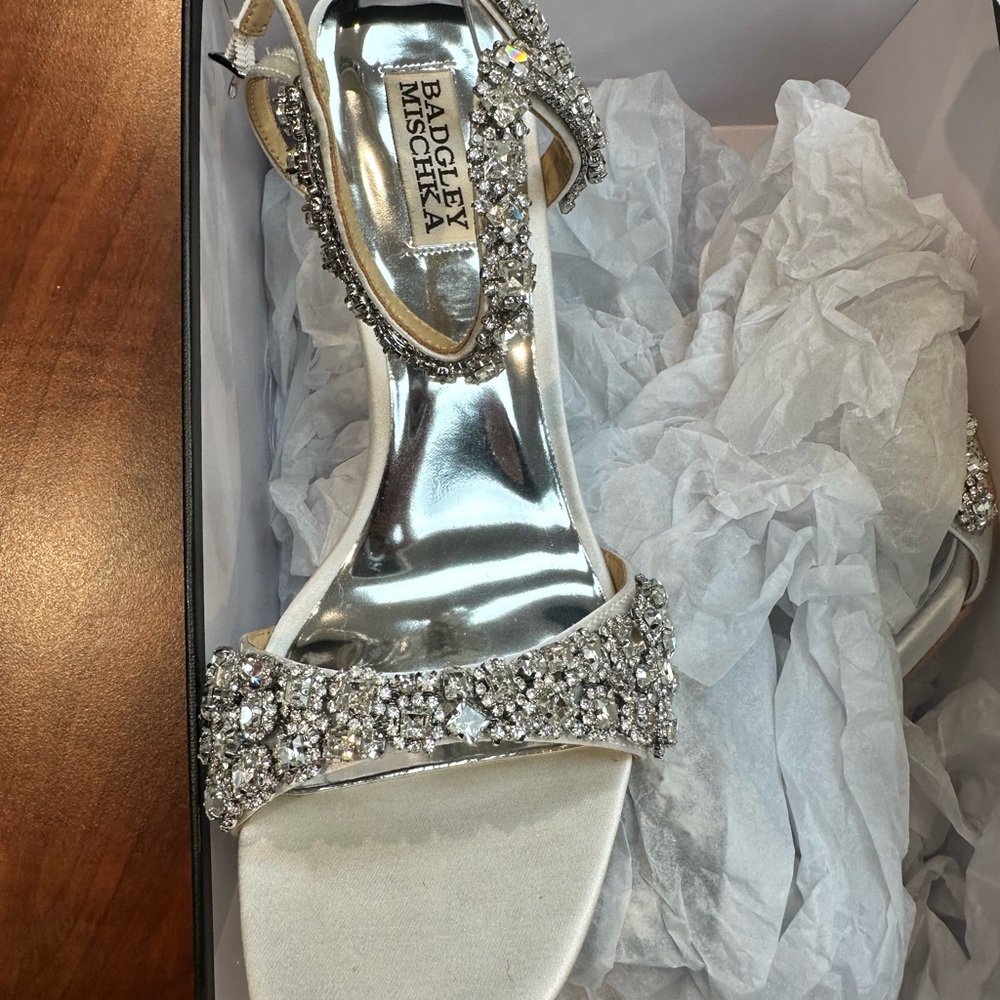 Badgley Mischka Silver Embellished Heels